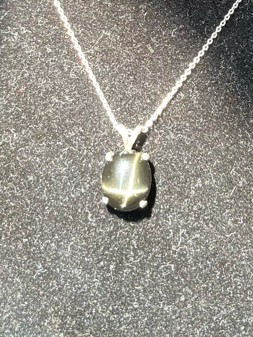 Sterling Silver Black Star Diopside Pendant Necklace